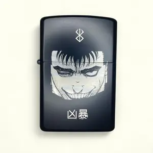 Berserk Anime Guts Refillable with Engraved Case - Full Metal - Windproof - Durable