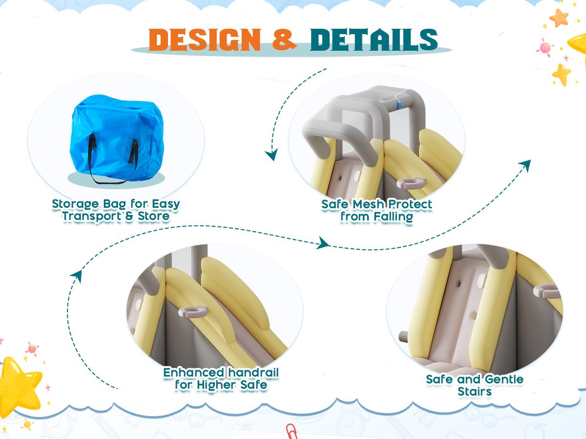 ALBOTT Inflatable Bounce House, Water Slide with Jumping Area, Climbing Wall, Splash Pool and Water Gun, Indoor Outdoor Jumper for Kids 3-12, Air Blower Included