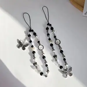 Butterfly Phone Chain Camera Unique Beaded Hanging Strap, Stylish Accessory for Mobile Phones, Trendy Jewelry for Daily Use