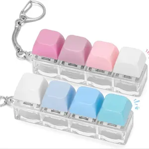 Keyboard Fidget Toys for Adults, Silent & Loud Clicker Keychain, Stress Relief Fidgeting, Sensory Toy for Anxiety Stress Relief, Blue &, 4 in 1 Set