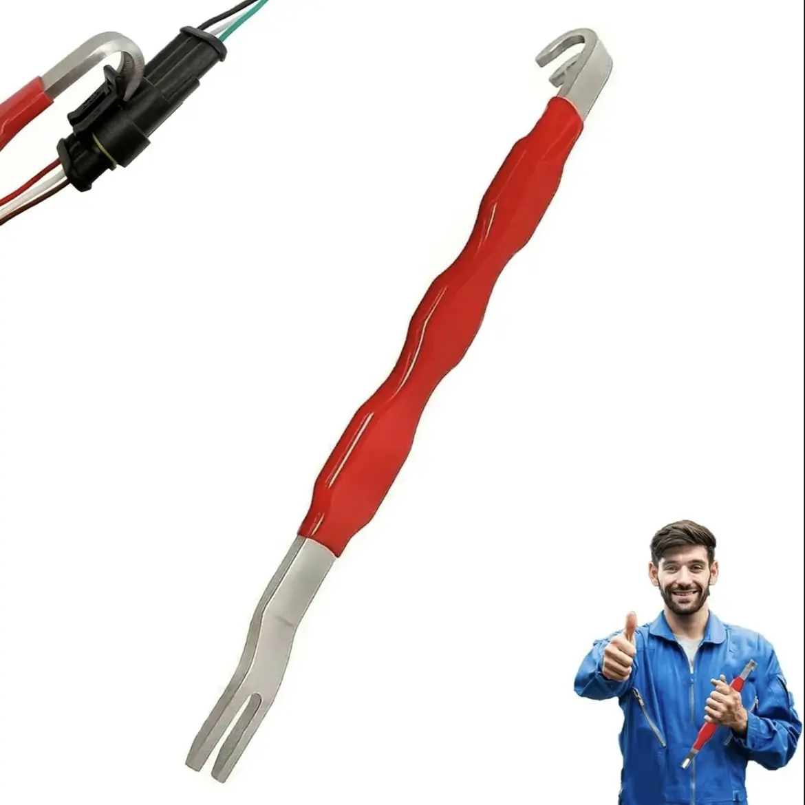 Automotive Electrical Terminal Connector Separator Remover - Dual-End Universal Car Repair Tool for Automotive Enthusiasts, Rubber+Steel, Corrosion-Resistant, High-Temp Res., Easy Carry, Suitable for Most Vehicles