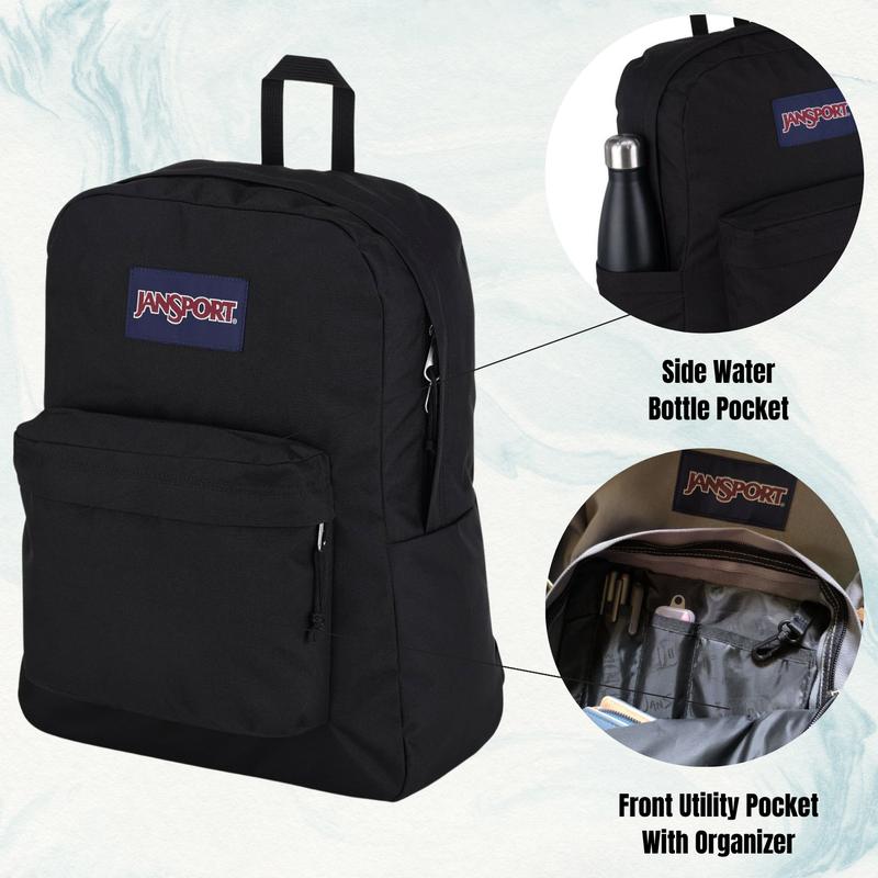 JanSport One Backpacks - Durable, Lightweight Bookbag with 1 Main Compartment, Front Utility Pocket with Built-in Organizer - Premium Backpack, Black