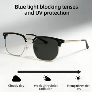 Photochromic Blue Light Blocking Progressive Auto Zoom Reading Glasses, Clear Frame with Soft Silicone Nose Pads for All-Day Comfort, Unisex Eyewear