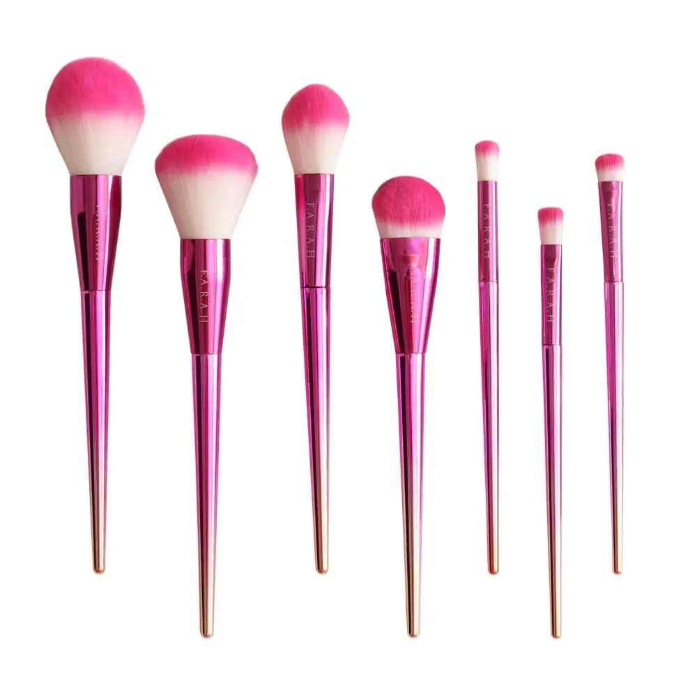 F.A.R.A.H Pink Ombré Brush Set with Pink and Beige Brushes, Includes Multiple Brushes for Effective Makeup Application