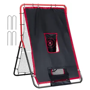 VEVOR Baseball And Softball Rebounder Net, 3.5 x 4.5 ft 2-in-1 Switch Hitter Pitch Trainer, PitchBack Baseball Pitching Return Trainer Nest, Bounce Back Net for Fielding/Throwing Practice