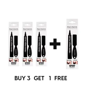 3 Beard Pencils + 1 Free  with Brush for Patchy Beards, Mustache & Eyebrows with 4 Micro-Tips, Long Lasting Coverage & Natural Finish