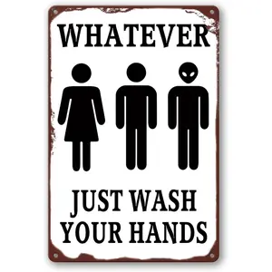 Funny Restroom Metal Signs Vintage Funny Just Please Wash Your Hands Whatever Just Wash Your Hands Bathroom Signs Funny Toilet Metal Sign Bathroom Wall Art