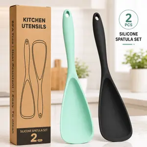 2-Piece BPA-Free Cooking Spoons for Non-Stick Cookware - 1-Piece Design Multifunctional Spatula Utensils for Scooping, Scraping, Serving, Mixing