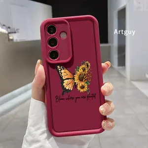Case for Samsung S24 ultra plus S25 S23 S22 Ultra Plus Butterfly Sunflowers Advanced fashion gift Drop Protection Shockproof Soft Silicone smartphone Cover