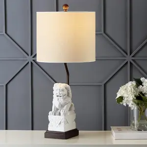 JONATHAN Y Guardian Lion Ceramic Classic Modern LED Table Lamp , for bedroom, living room, foyer, hallways, dining room, dorms