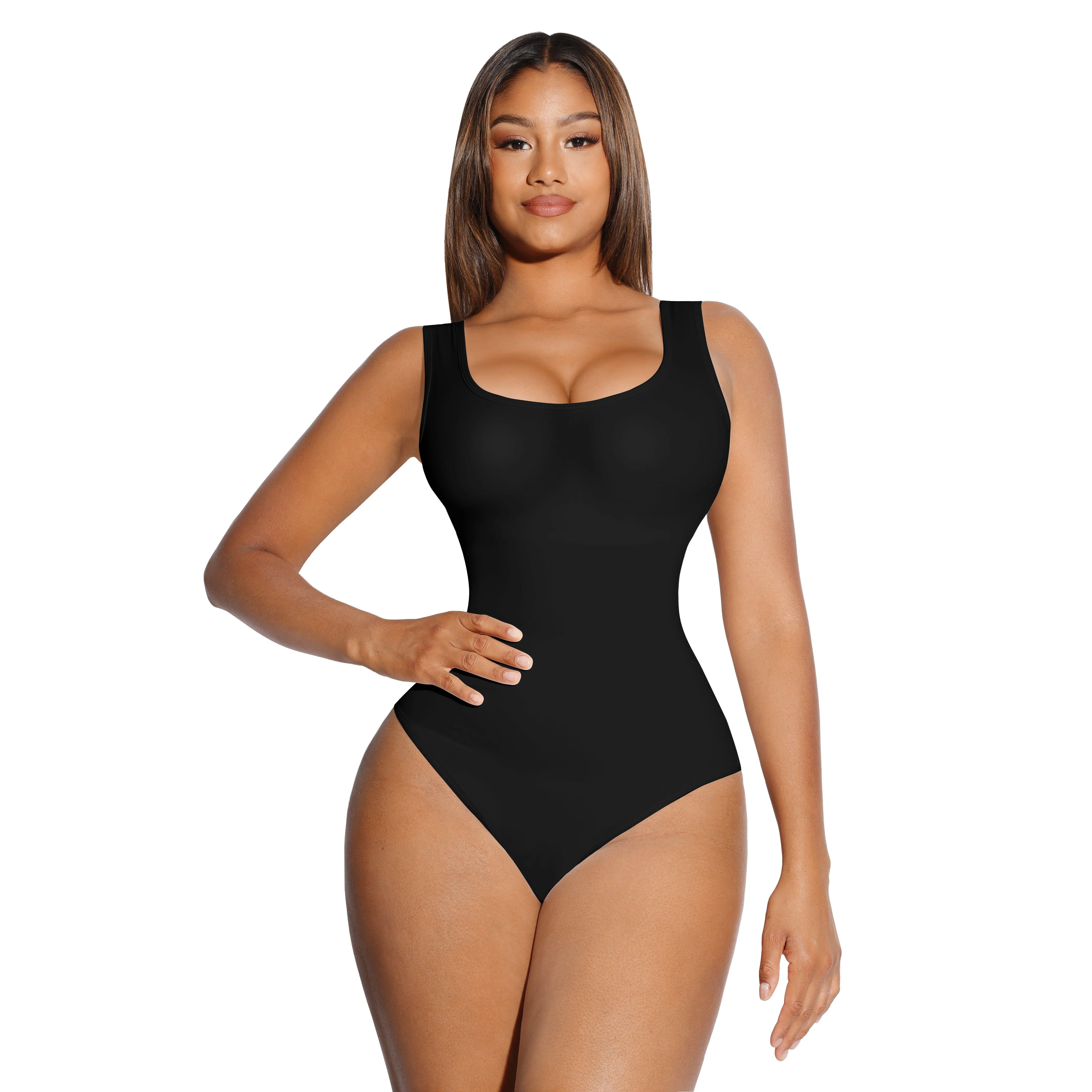 Sleeveless Deep-U Neck Black