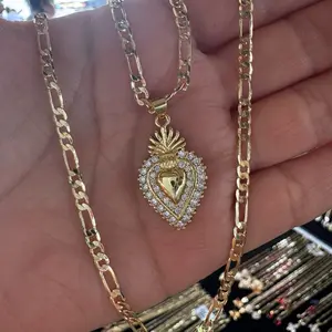 Sagrado corazón Mexican heart gold plated necklace Sagrado corazón Mexican heart gold plated necklace