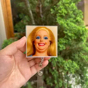 Funny Meme Face Badge Reel – Retractable ID Holder – Viral Humor Gift