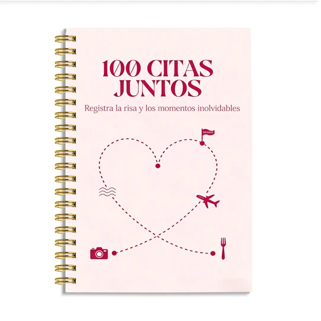 1 piece, Spiral notebook journal, Journals for writing, couples' dating handbook, 100 heartbeat moments diary, Spanish, supports photo attachment, interactive notebook to promote communication, for Valentine's Day, anniversary, or proposal gift