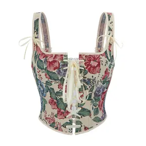 MILALEE Corset Top for Women Vintage Floral Bustier Lingerie Bodyshaper Lace Up Corsets Top Bodyshaper Bustier Bodice for Retro Lovers Halloween Gothic Party Outfit 73028-ZC1