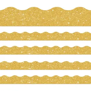 60FT Scalloped Gold Bulletin Board Border, Shiny Gold Trim Decorative Roll for Classroom, School, Office, Home
