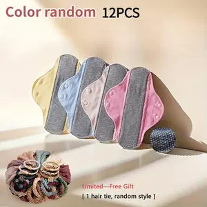 6/12-Pack Reusable Cotton Pads - Light Leak-Proof, Washable, Eco-Friendly Cloth Pads for Daily Comfort & All-Day Gentle Protection