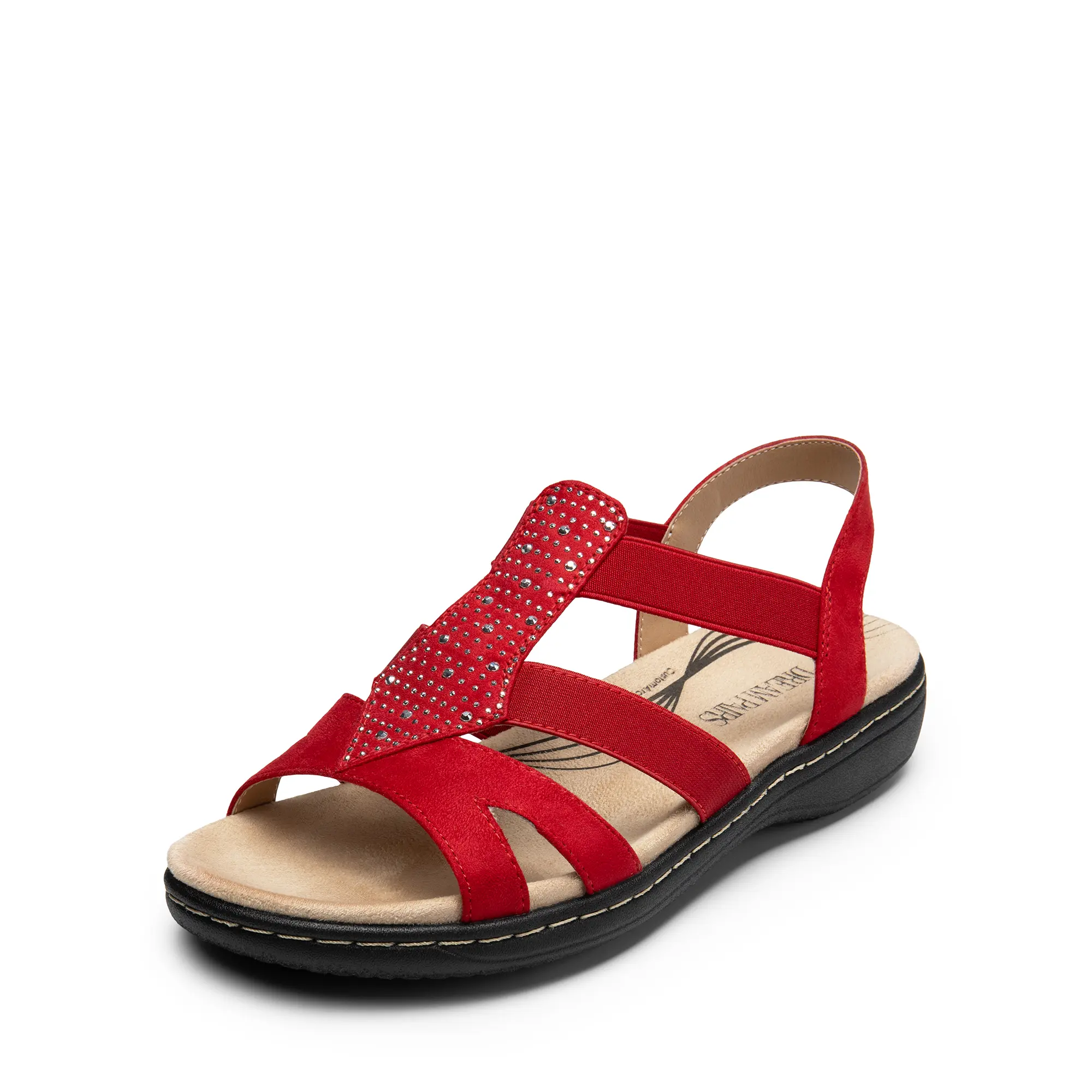 DREAM PAIRS Women's Arch Support Rhinestone Design Sandals - Elastic Open Toe Garden & Daily Casual Comfy Summer Footwear, Garden Sandals