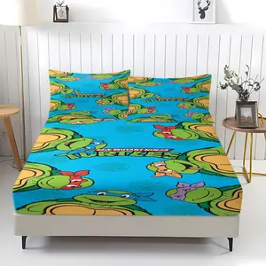 3-Piece TMNT Themed Bed Sheet Set (Including 1 Bed Sheet And 2 Pillowcases), a Must-Have Bedding For Fans, Perfect For Children's Bedroom Exclusive Cool Decoration