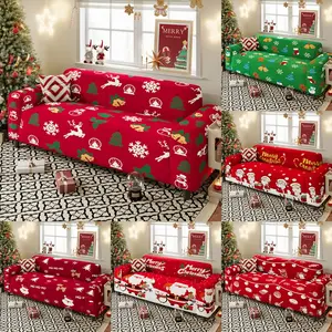 1PC Christmas Elastic Sofa Cover - Dustproof and Anti slip Christmas Printed Sofa Cover, Creating a festive atmosphere, Christmas decoration, suitable for living rooms, bedrooms, and various sofas, Sofa Couch Covers, (excluding pillowcases)