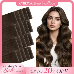GOO GOO Invisi Edge Tape in Hair Extensions Remy Human Hair, 14inch-24inch 20pcs 50g, Straight Natural Virgin Remy Hair, Seamless Injected Tape, Natural Look