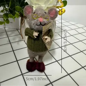 Sunshine Animal Mouse Felt Patches, Knitted Fabric Toy, Nordic Style Home Decor, Warm Color Wool Felt Creative Design