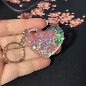 Heart shaped glitter keychain