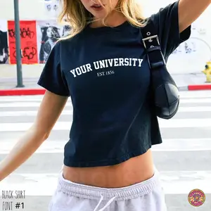 Custom College Baby Tee Personalized Crop Toptrendy College Merch Apparelgame Day Shirtcustom Graduation
