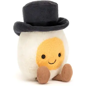 Jellycat Amuseables Boiled Egg Groom Plush | 5.5" Dapper Wedding & Engagement Gift | Cute Foodie Stuffed Toy with Top Hat | Quirky Bridal Shower Decor