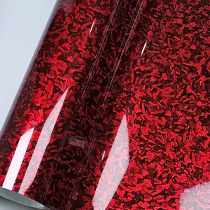 High Gloss Carbon Fiber Vinyl Car Wrap Sticker, Low Sticky Interior Protection Film with Air Release, Pet Material, Automotive Decoration Accessory