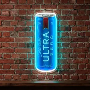 Michelob ULTRA Zero Neon Sign for Wall Decor, Blue Beer Can Neon Light for Man Cave, LED Business Sign for Home Bar Pub Bistro Restaurant Decor, BBQ Party Christmas Birthday Gifts for Men
