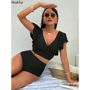 Women’s Simple Solid Color Bikini Set Stylish Swimwear for Summer Beach & Vacation Comfortable & Flattering Design for Poolside Fun & Sun-Kissed Days