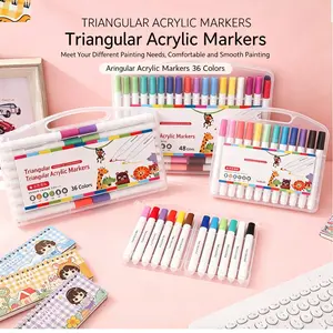 Acrylic Marker Pen Set 36/48 Colors, Washable Multi-Function Brushes, Ideal for Drawing, Coloring, DIY Crafts, Professional Art Supplies