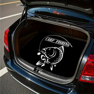 1pc Carp Fishing Print Car Trunk Mat - Heavy-Duty Fit for Sedans, Trucks & SUVs, Machine-Washable Fish Design Liner, Automotive Accessory