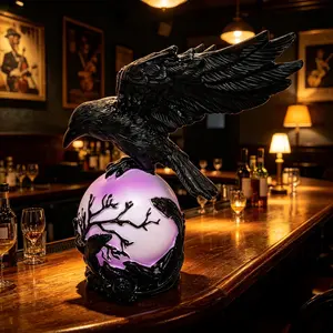 Gothic Revival Style Raven Ornament, Matte Resin Decor, Living Room TV Cabinet Pair, Horror Theme Props, Hotel Guest House Decoration