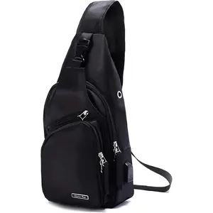 Seoky Rop Men Women Sling Backpack Nylon Water Resistant Shoulder Chest Crossbody Sling Bag with USB Charging Port