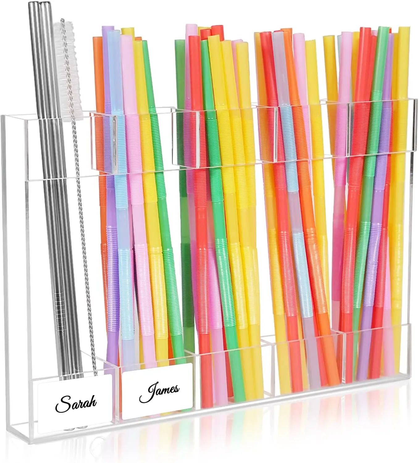 9.8" Large  Straw Holder & Organizer for Cabinet Door, Ultra Sticky Adhesive Storage Dispenser, Holds 80+ Straws,  Peel and Stick Holder for Counter, Tumbler Straw Storage