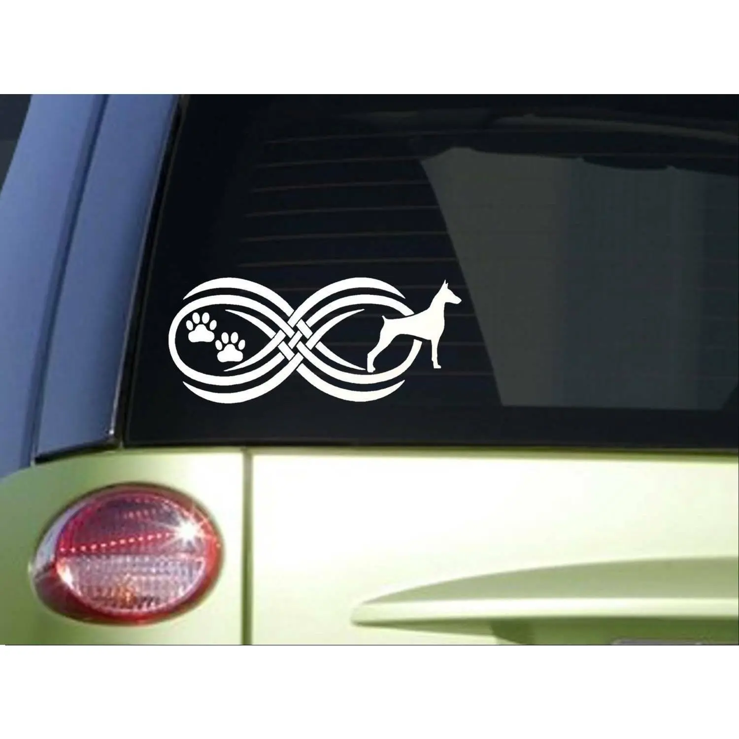 Tribal Doberman Infinity Sitcker *I814* 8.5 inch wide Doberman Pinscher decal
