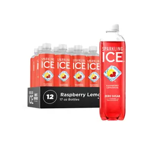 Sparkling Ice, Raspberry Lemonade Sparkling Water, Zero Sugar Flavored Water, with Vitamins and Antioxidants, Low Calorie Beverage, 17 fl oz Bottles (Pack of 12)