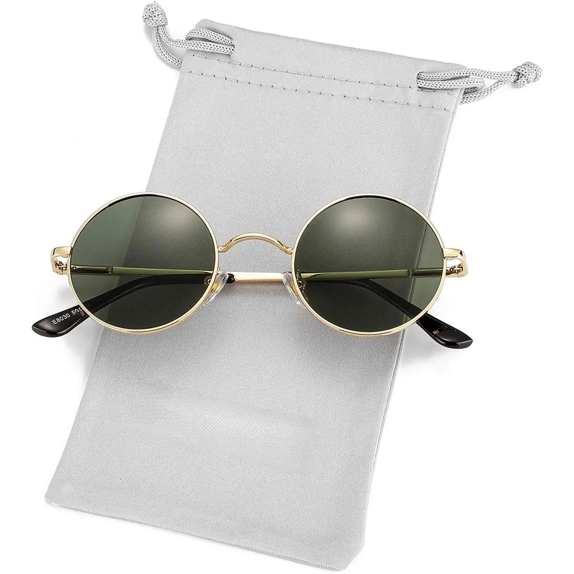 Classic Polarized Sunglasses for Men, Small Round Hippie Statement Metal Frame with Red & Yellow Lenses, UV Protection Eyewear, Polarized Eyewear, Round Shape