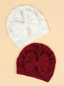 (2 Pack) Newborn Knitted Elastic Baby Hat, Cute Bow Children Cap, Wheat Pattern Breathable Baby Beanie, Infant Bonnet