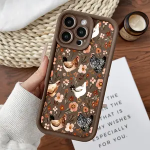 Softcase for iPhone11/12/13/14/15/16/17/promax/x/xs/xr/xsmax CaseChickens and Flowers Anti-Fall Shockproof Protective Slim Cover