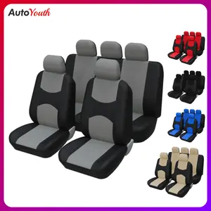 5 Seats Car Seat Covers Universal Full Set for Car Front & Rear Seats, Stylish Polyester Fabric Breathable Car Seat Protectors, Airbag Compatible, Fits Most Vehicles, Automotive Interior Decoration, Car Accessories