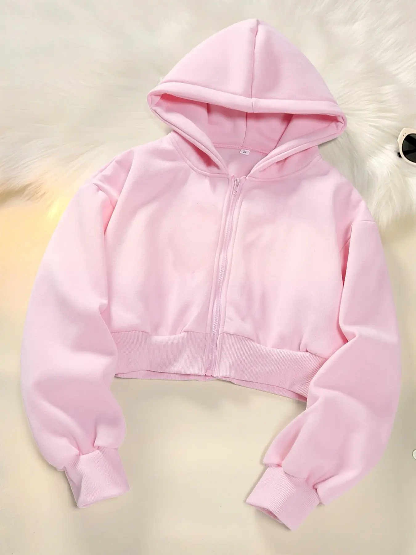Women's Vintage American Style Basic Solid Baggy Hoodie Jacket, Long Sleeves, Dual Zipper Design Cardigan, Fall Winter Casual Women's Clothing
