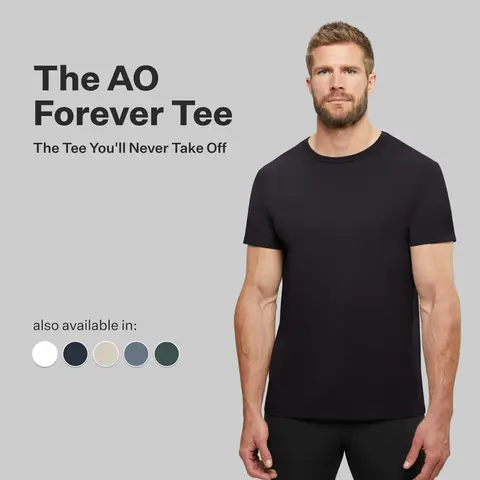 Cuts Men's AO Forever Classic Fit Crew Neck Short-Sleeve Tee - Natural Polyester-Cotton-Spandex Fabric, Anti-Odor, Wrinkle-Resistant, Stretchable T-Shirts