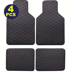 4PCS All-Weather Car Floor Mats – Heavy Duty PVC Protection for Sedan/SUV/Truck (Includes 2 Full Coverage Mats + 2 Safety Mats) - Black