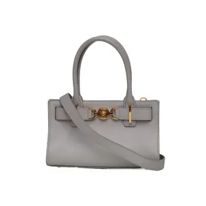 Pre-owned VERSACE leather Tote Bags 【Zanna】Grey C gold buckle Medusa 95 series handbag