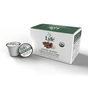 Lyfe Boost Blend K-Cups-12 pods USDA Organic Non-GMO Coffee with 200mg Functional Mushrooms for Immunity Resilience and Wellness