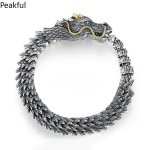 Traditional Tibetan Buddhism Dragon Bracelet Gold Plated Dragon Scales Bangle for Men Women Lucky Amulet Bracelet Jewelry Gift