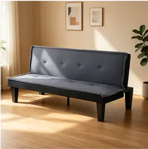62.99”Faux Suede Futon Sofa Bed – 5-Position Adjustable Backrest,Convertible Sleeper,Metal & Wood Frame,for Home,Office,Guest Room.Dark Grey